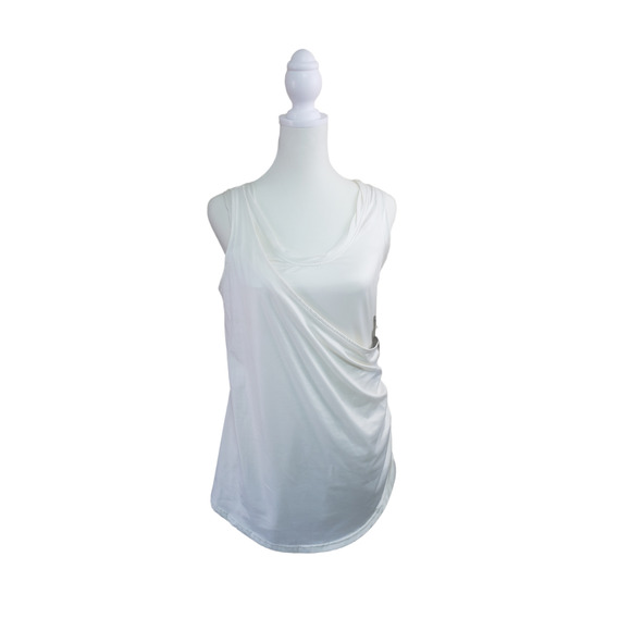 Sean John Cream Faux Wrap Sleeveless Crew Neck Top size XL Minimalist Neutral - Picture 1 of 9